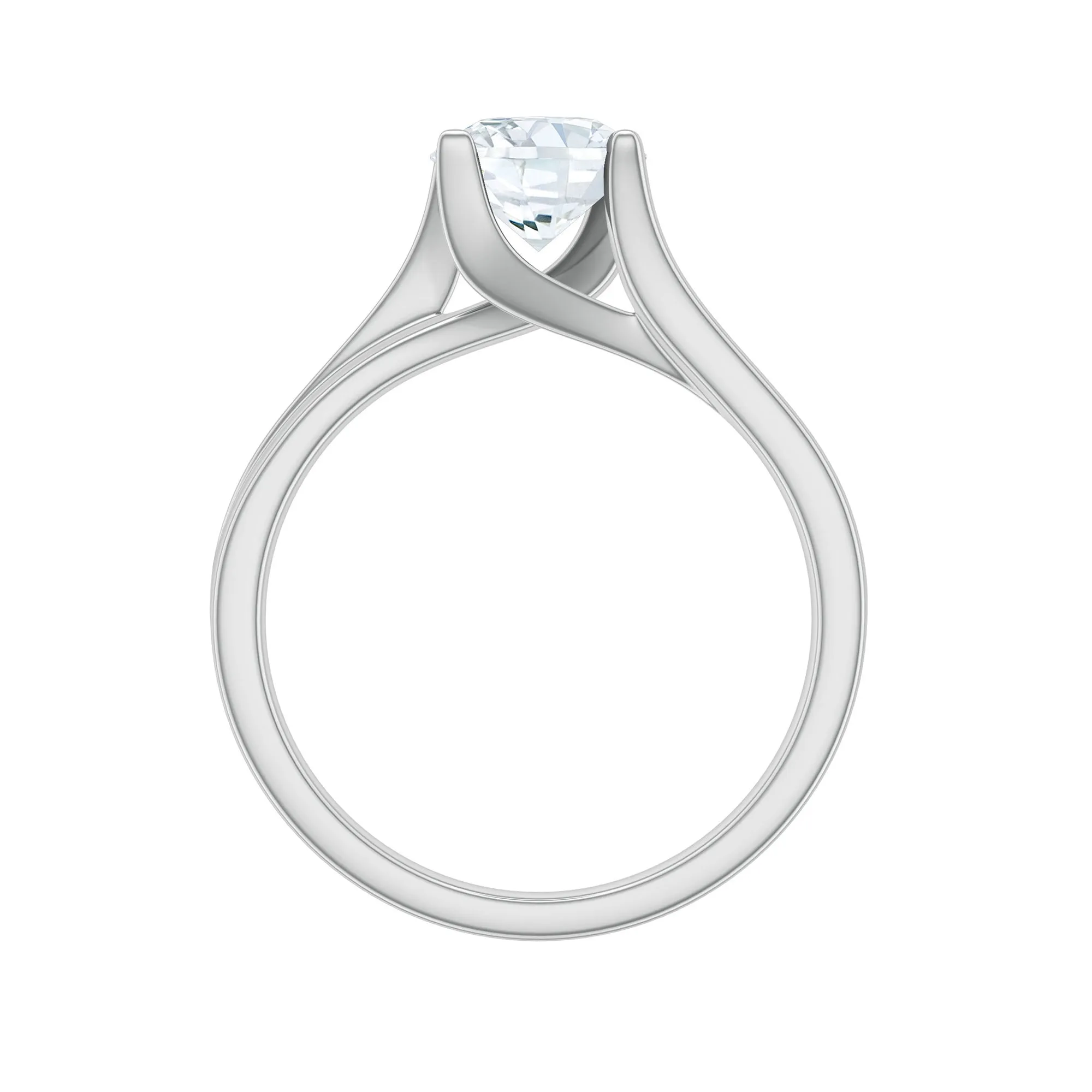 7 MM Round Moissanite Solitaire Ring in Gold