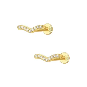 925 Silver Simple Bird Shape CZ Diamond Flat Back Earrings