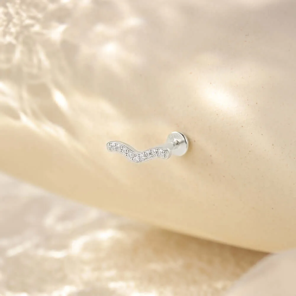925 Silver Simple Bird Shape CZ Diamond Flat Back Earrings