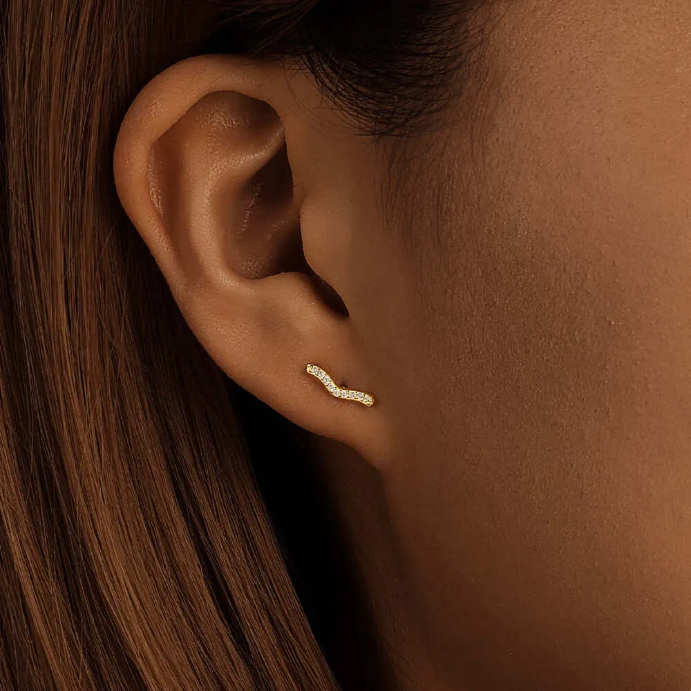 925 Silver Simple Bird Shape CZ Diamond Flat Back Earrings