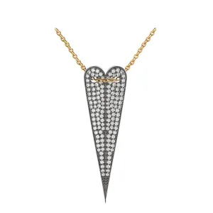 925 Sterling Silver Natural Micro Pave Diamond Handmade Antique Pendant Jewelry