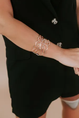 Abstract Metal Cuff Bracelet, Gold