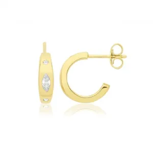 Acotis Silver Hoop Earrings Gold Plated Set G51361GP