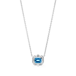 Adrienne Necklace with Swiss Blue Topaz and Diamonds