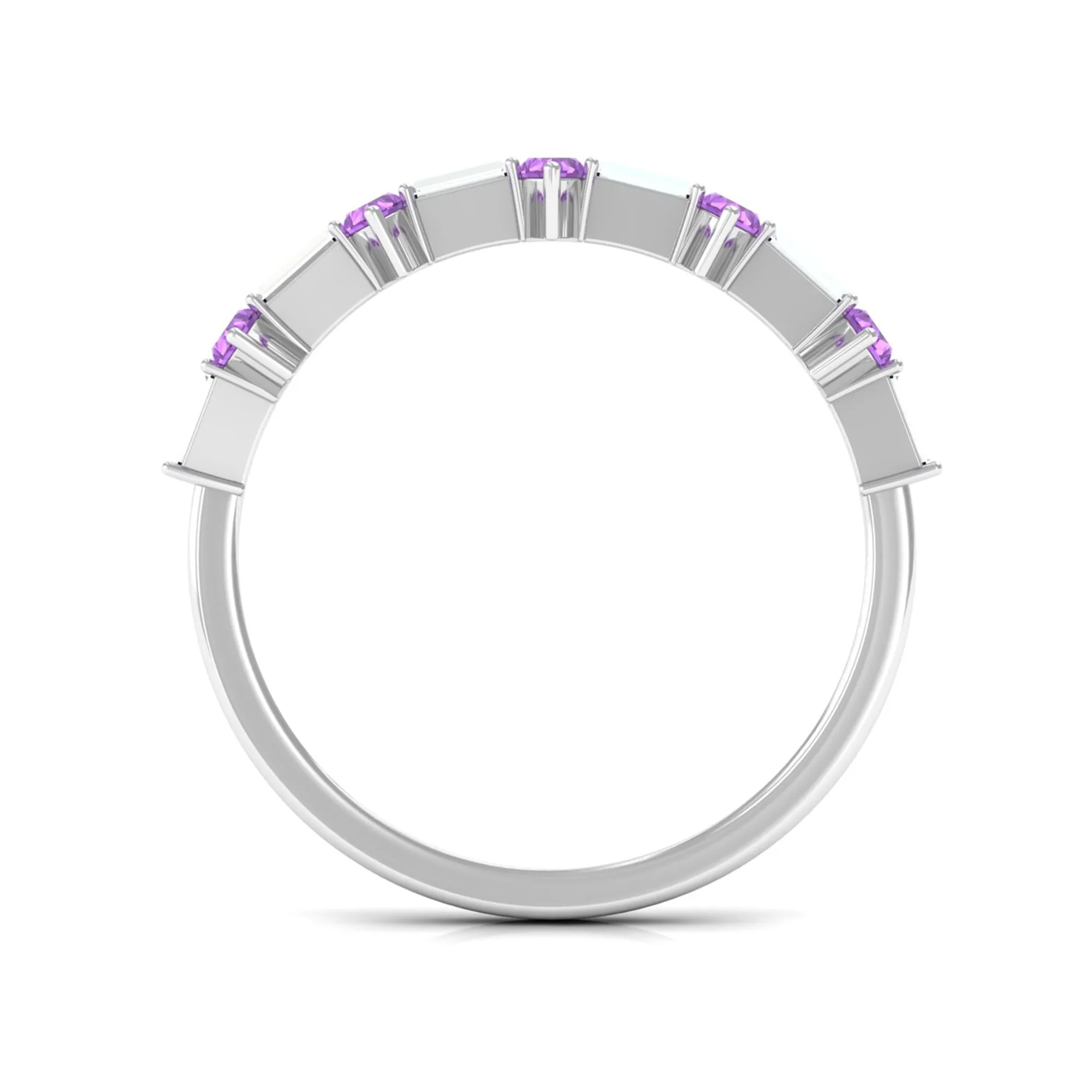 Amethyst and Diamond Alternate Half Eternity Ring