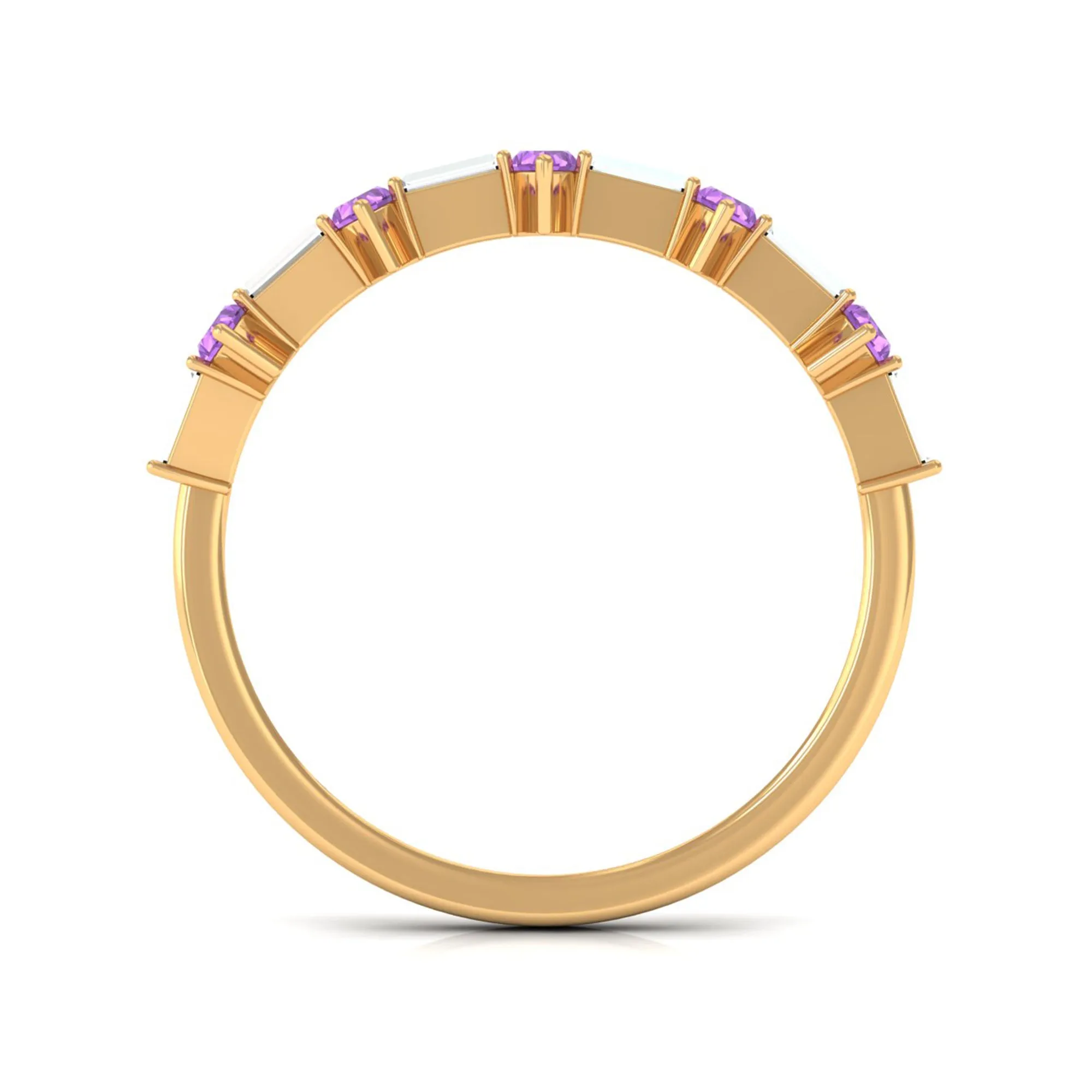 Amethyst and Diamond Alternate Half Eternity Ring