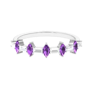 Amethyst and Diamond Alternate Half Eternity Ring
