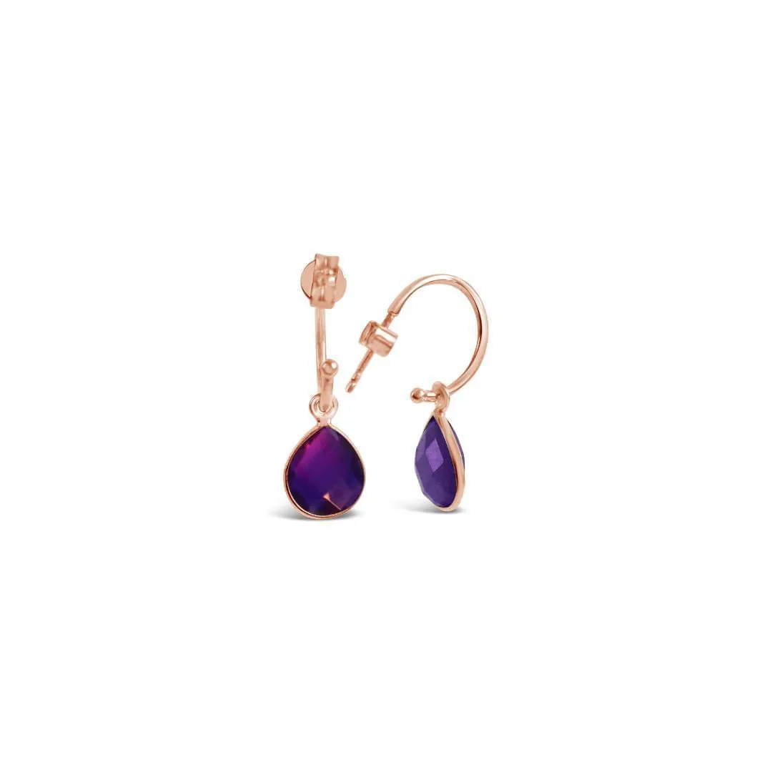 Amethyst Hoop Earrings | Rose Gold | February Birthstone