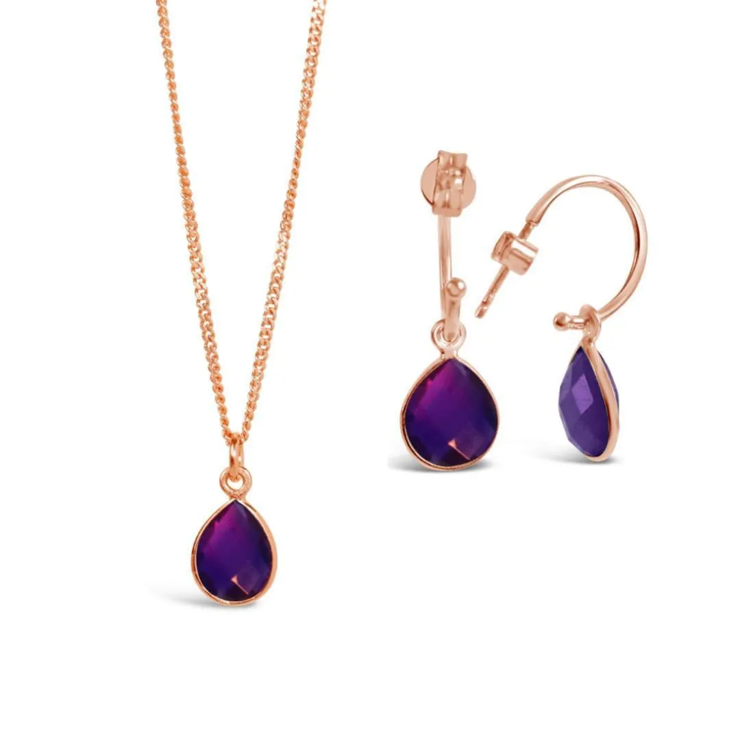 Amethyst Hoop Earrings | Rose Gold | February Birthstone