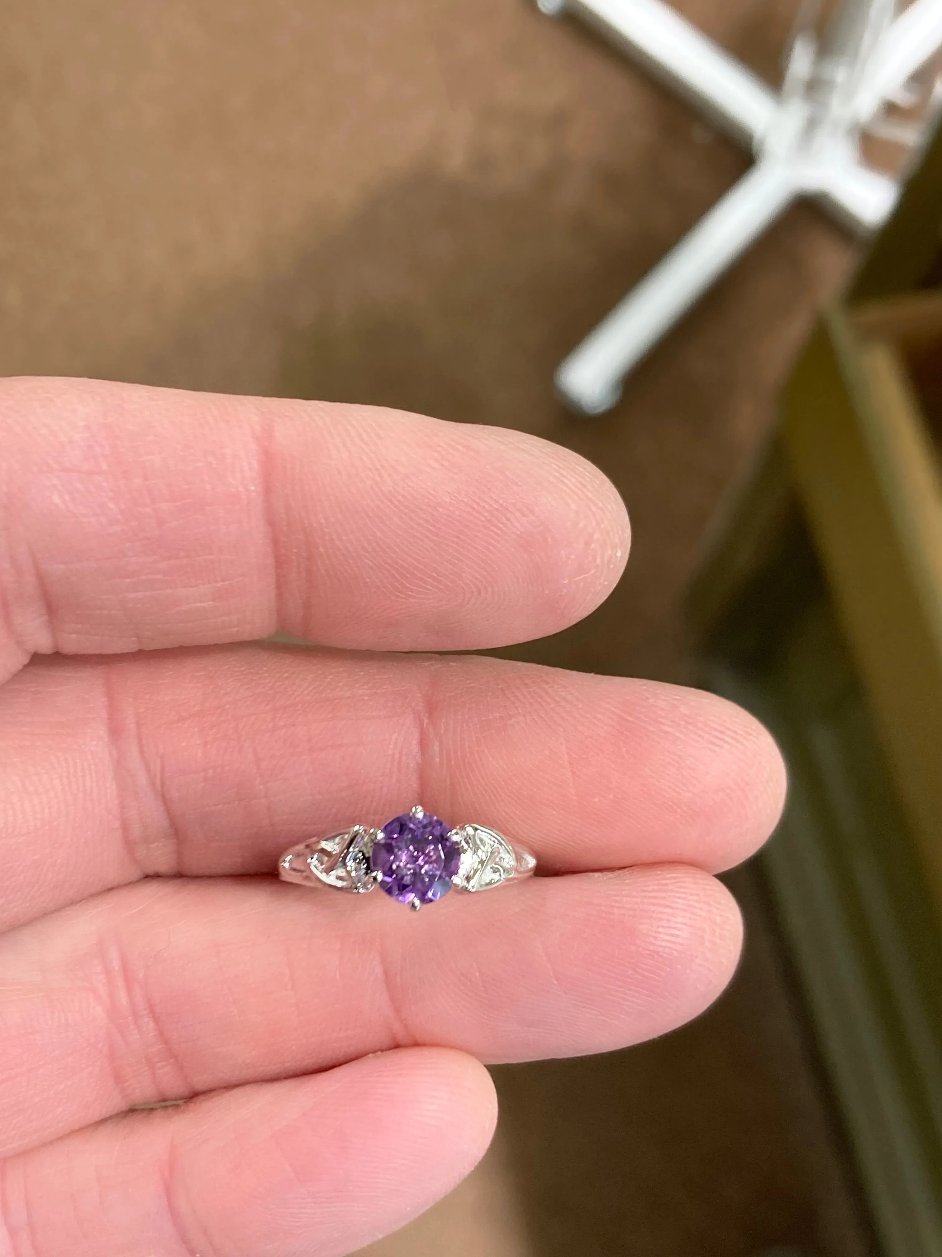 Amethyst Silver Celtic Trinity Ring