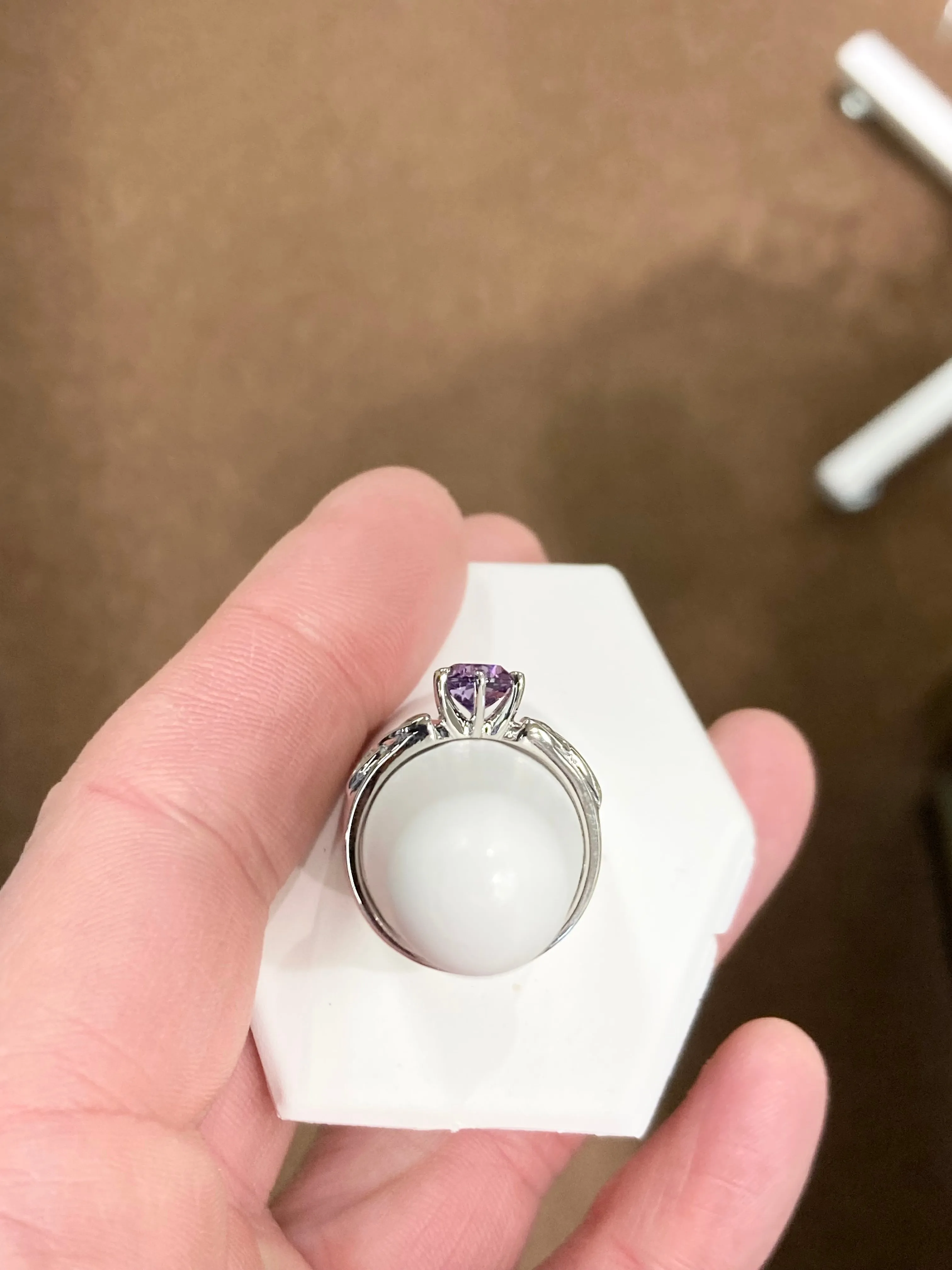 Amethyst Silver Celtic Trinity Ring