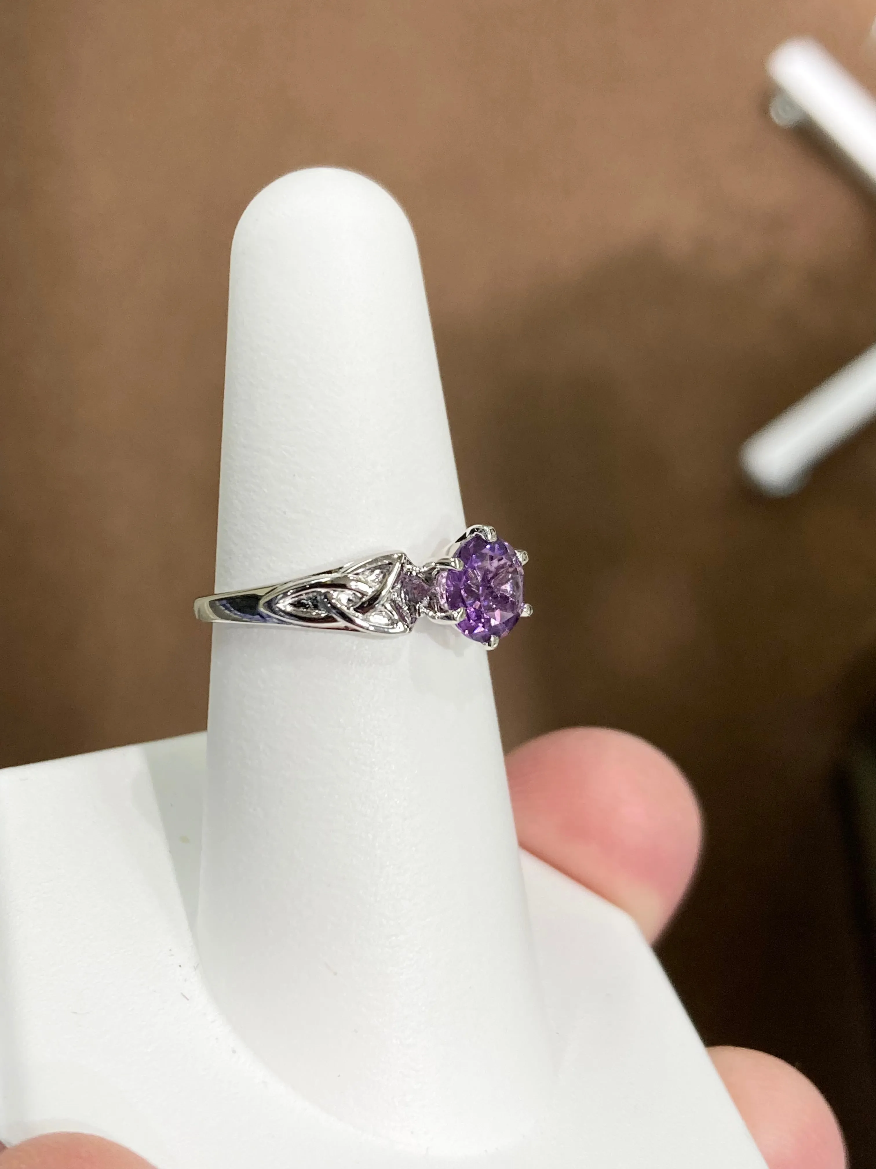 Amethyst Silver Celtic Trinity Ring