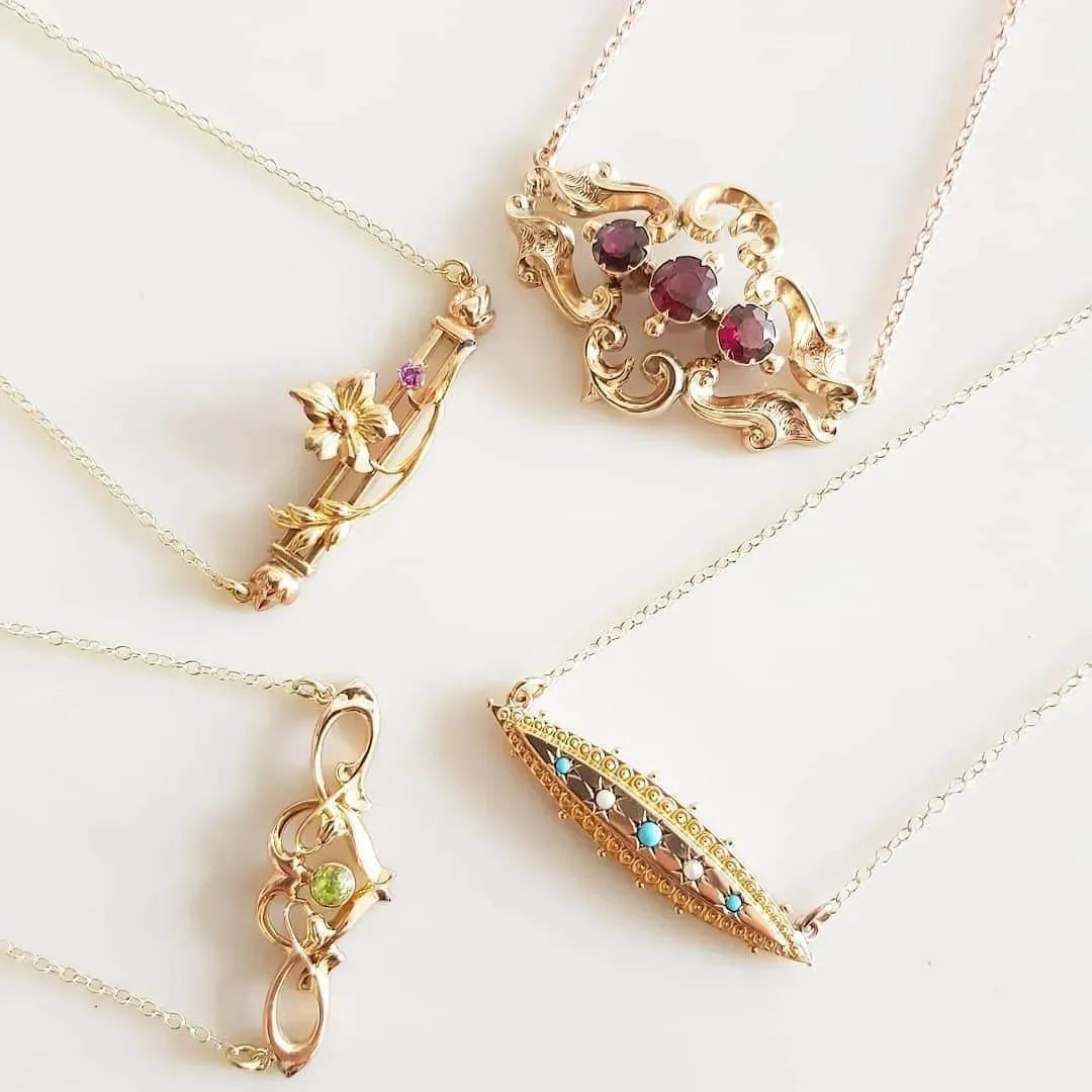 Antique Edwardian Amethyst 9ct Gold Necklace