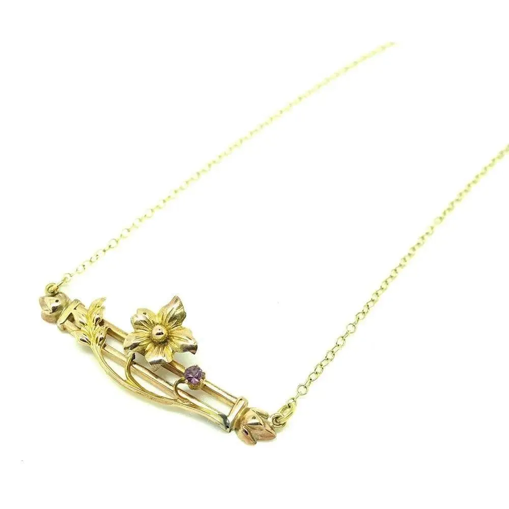 Antique Edwardian Amethyst 9ct Gold Necklace