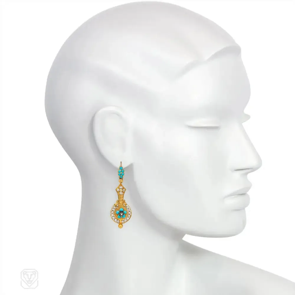 Antique forget-me-not earrings, France