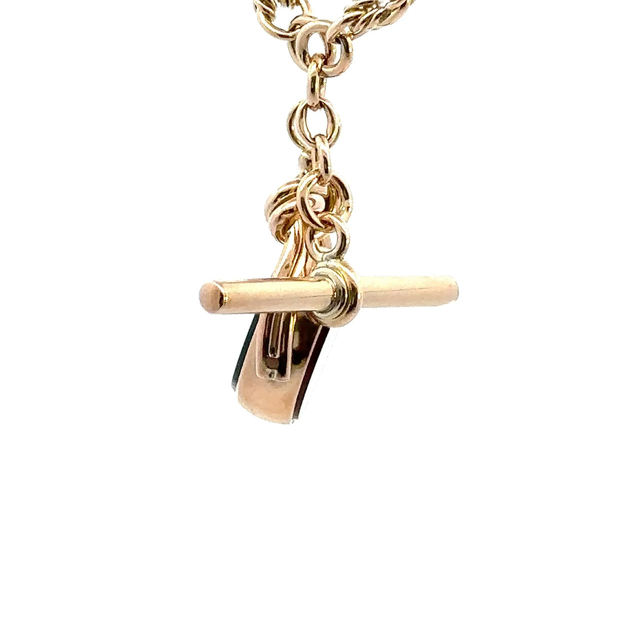 Antique/Vintage Yellow Gold Chain with Bloodstone & Carnelian Spinner Pendant