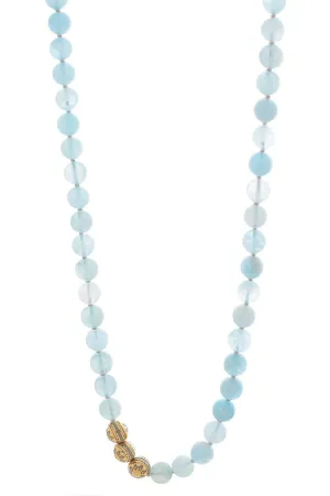 Aquamarine and Mandala Bead Necklace