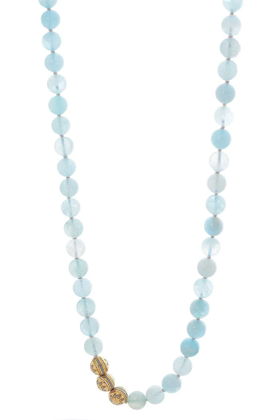 Aquamarine and Mandala Bead Necklace