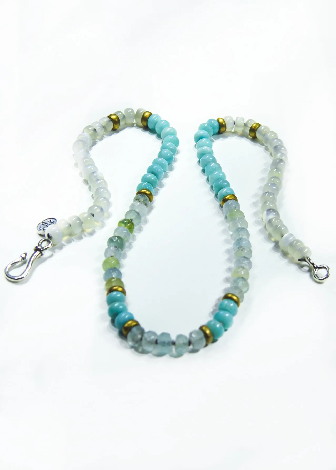 Aquamarine, Moonstone and Peruvian Amazonite "Avalon" Surf Necklace