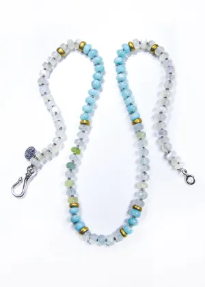 Aquamarine, Moonstone and Peruvian Amazonite "Avalon" Surf Necklace