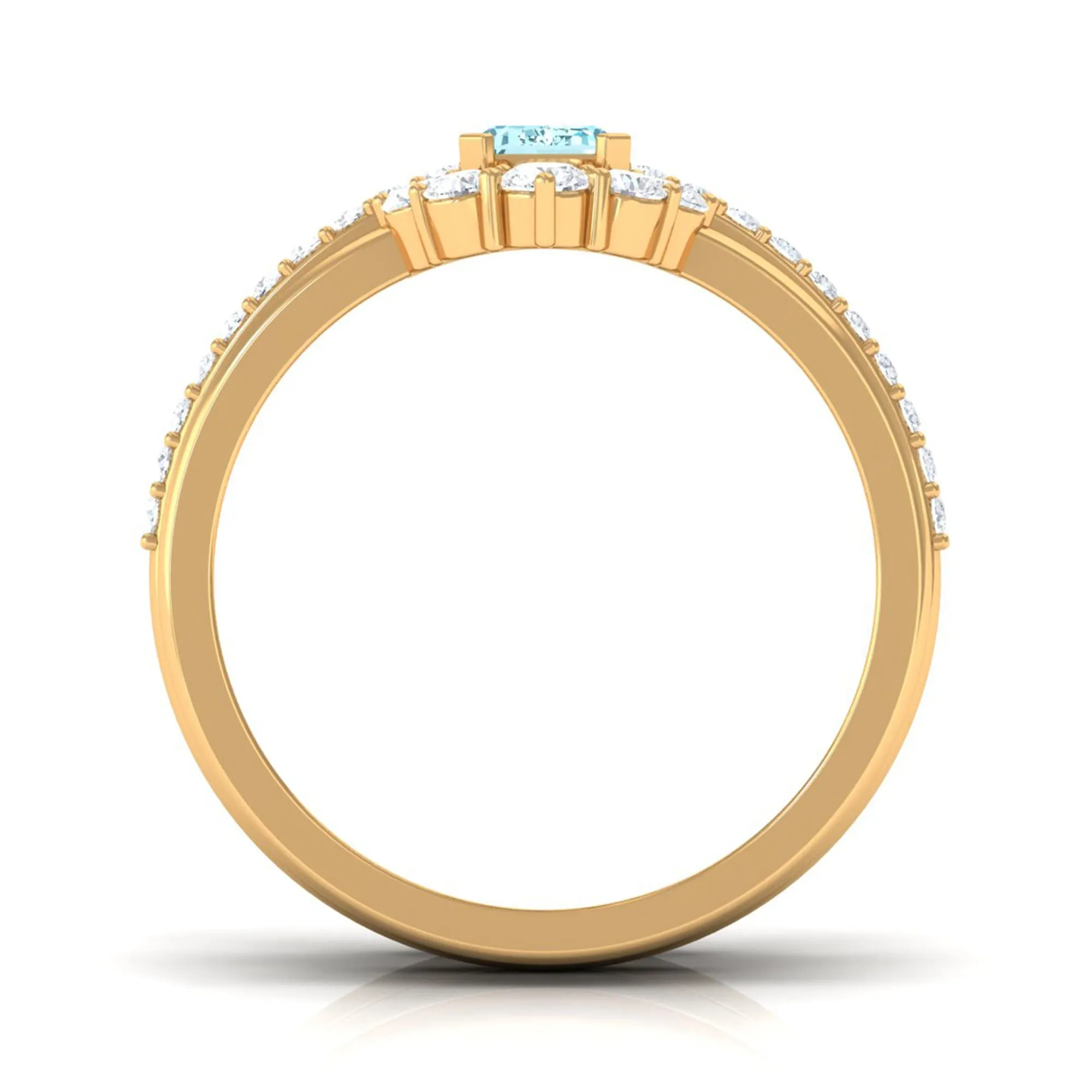 Aquamarine Solitaire Trio Ring Set with Diamond
