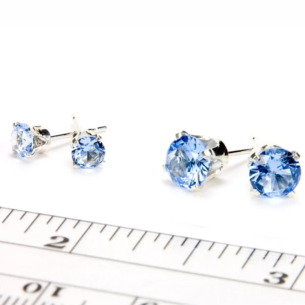 Aquamarine Sterling Silver Pendant Earrings Set