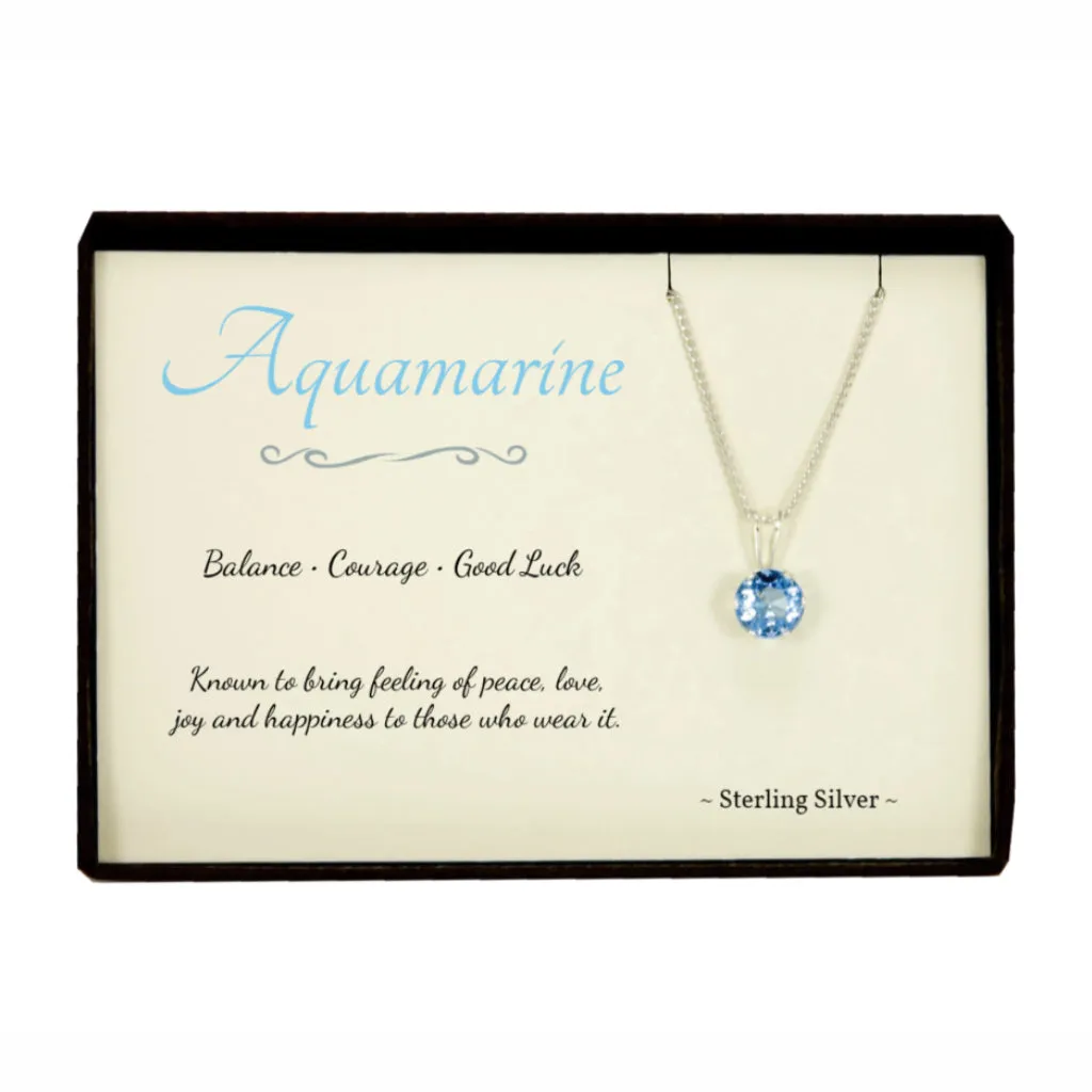 Aquamarine Sterling Silver Pendant Necklace