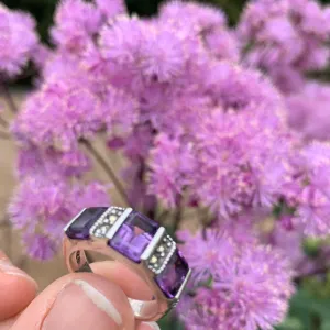 Art Deco Ring Silver Purple Amethyst