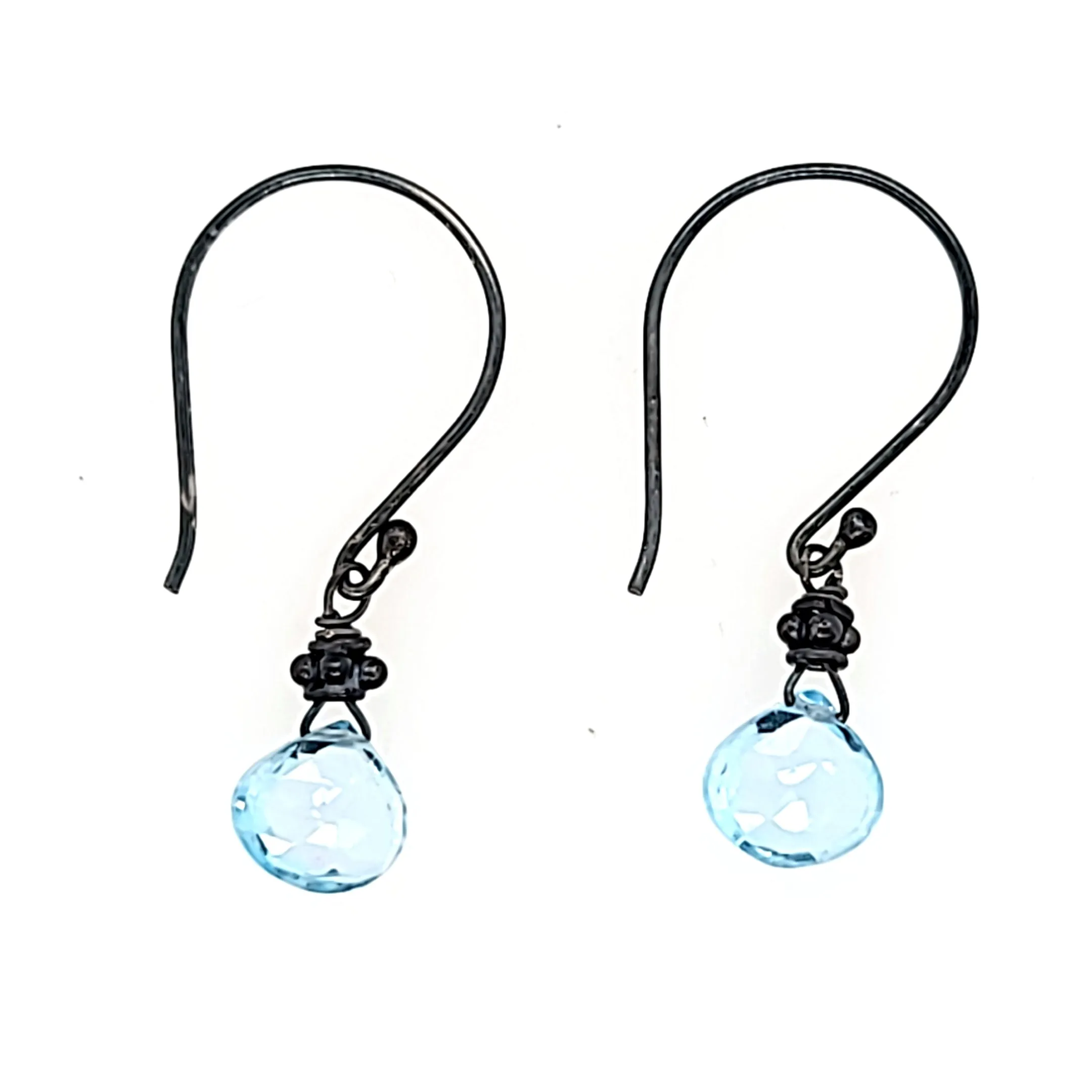 AVF Oxidized Sky Blue Topaz Drop Earrings (SI2893)