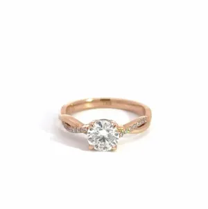 Baikalla™ 14k Rose Gold Diamond and Moissanite Wedding Engagement Ring