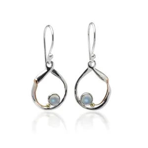 Banyan Rainbow Moonstone Circular Silver Earrings with Gold Detailing