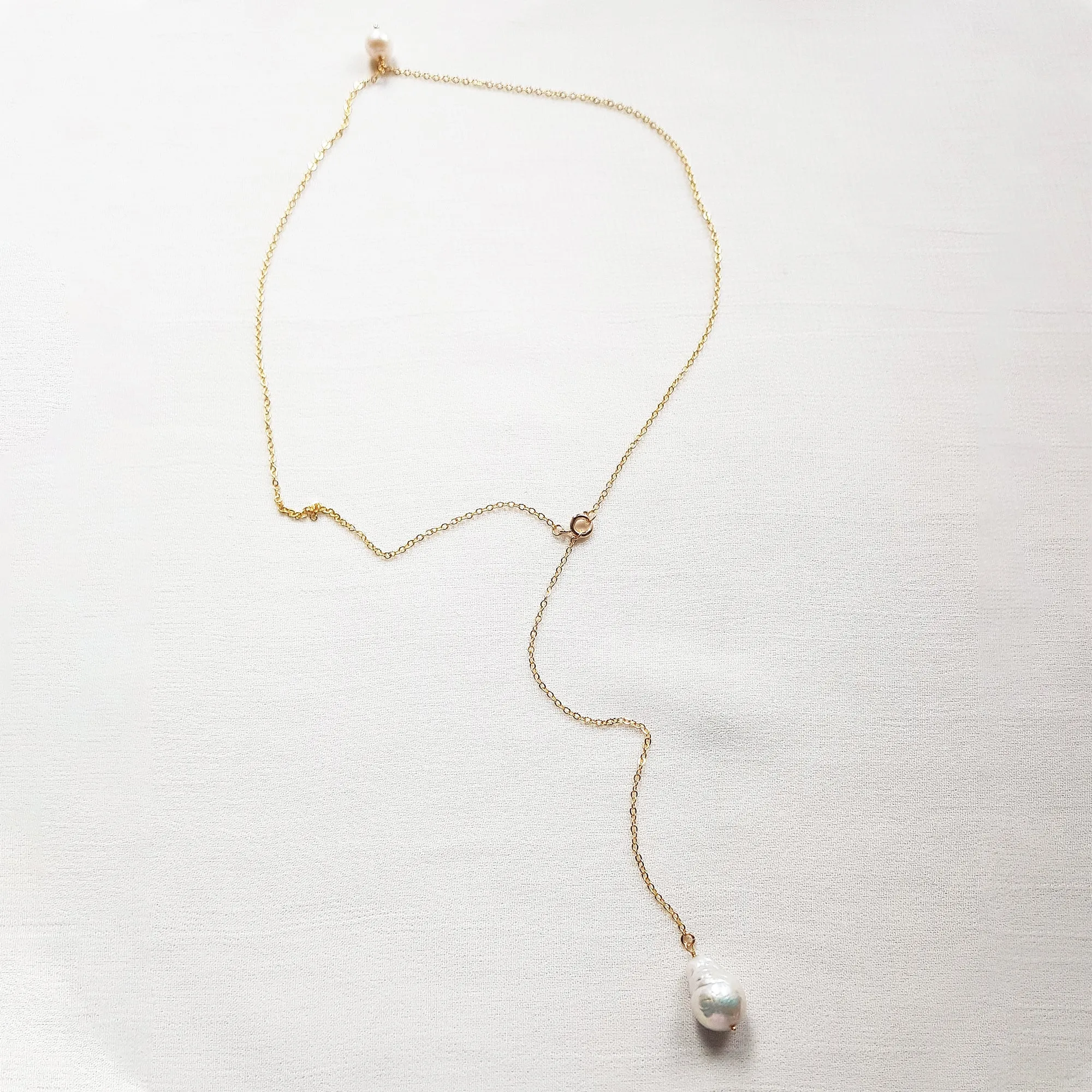 Baroque pearl back necklace wedding, natural pearl backdrop necklace