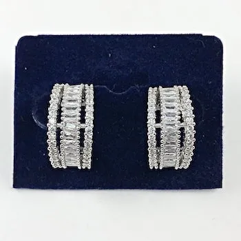 Beautiful Multi Row CZ Cuff Hoop Brass Earrings