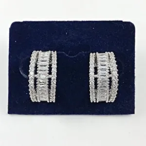 Beautiful Multi Row CZ Cuff Hoop Brass Earrings