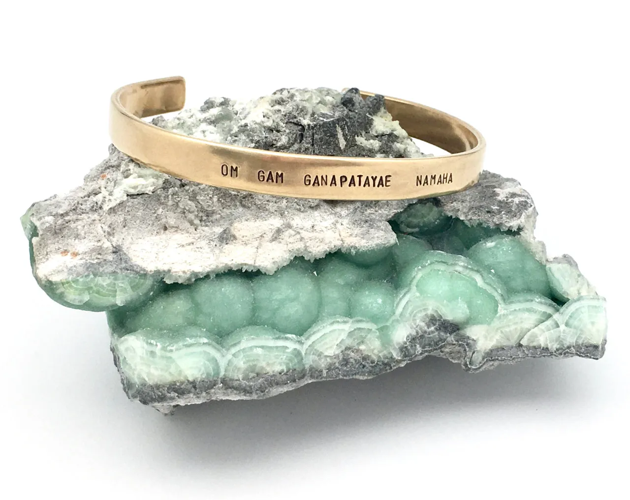Bella Vita Hand Stamped Ganesha (Ganapati) Mantra Brass Cuff Bracelet
