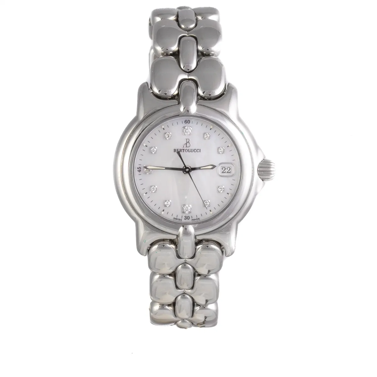 Bertolucci Vir Stainless Steel with MOP Diamond Dial 28mm Quartz (Final Sale)