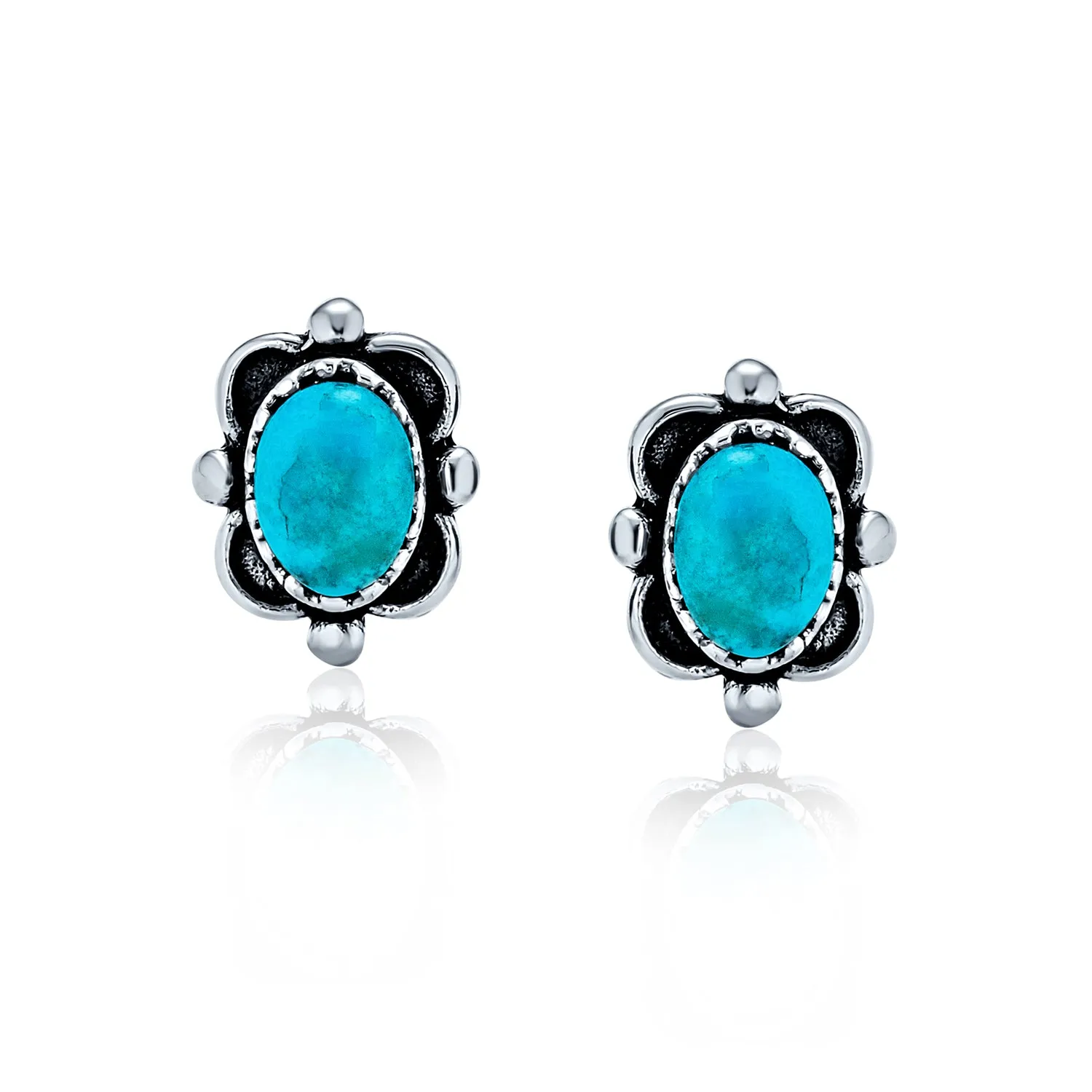 Bezel Moonstone Gemstone Ornate Round Stud Earrings Sterling Silver