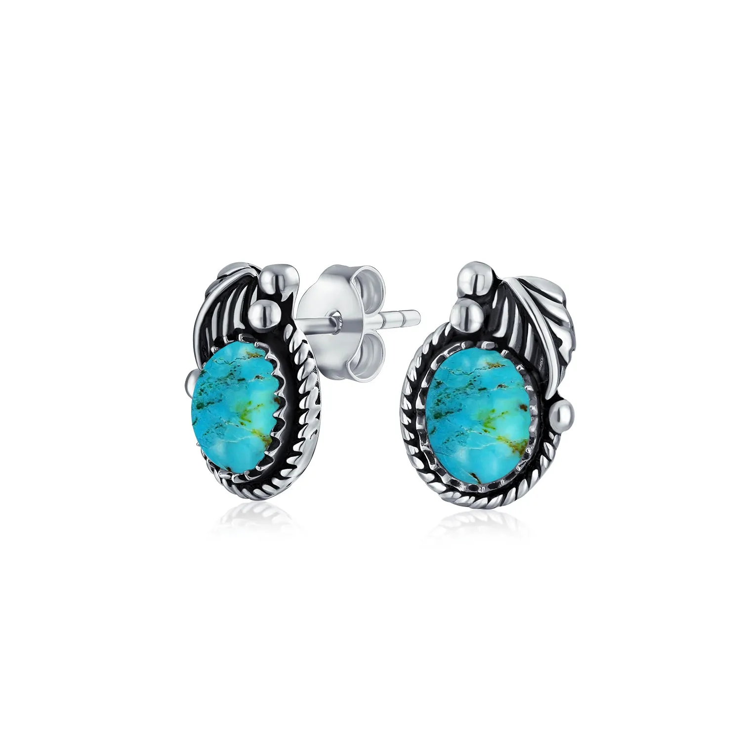 Bezel Moonstone Gemstone Ornate Round Stud Earrings Sterling Silver