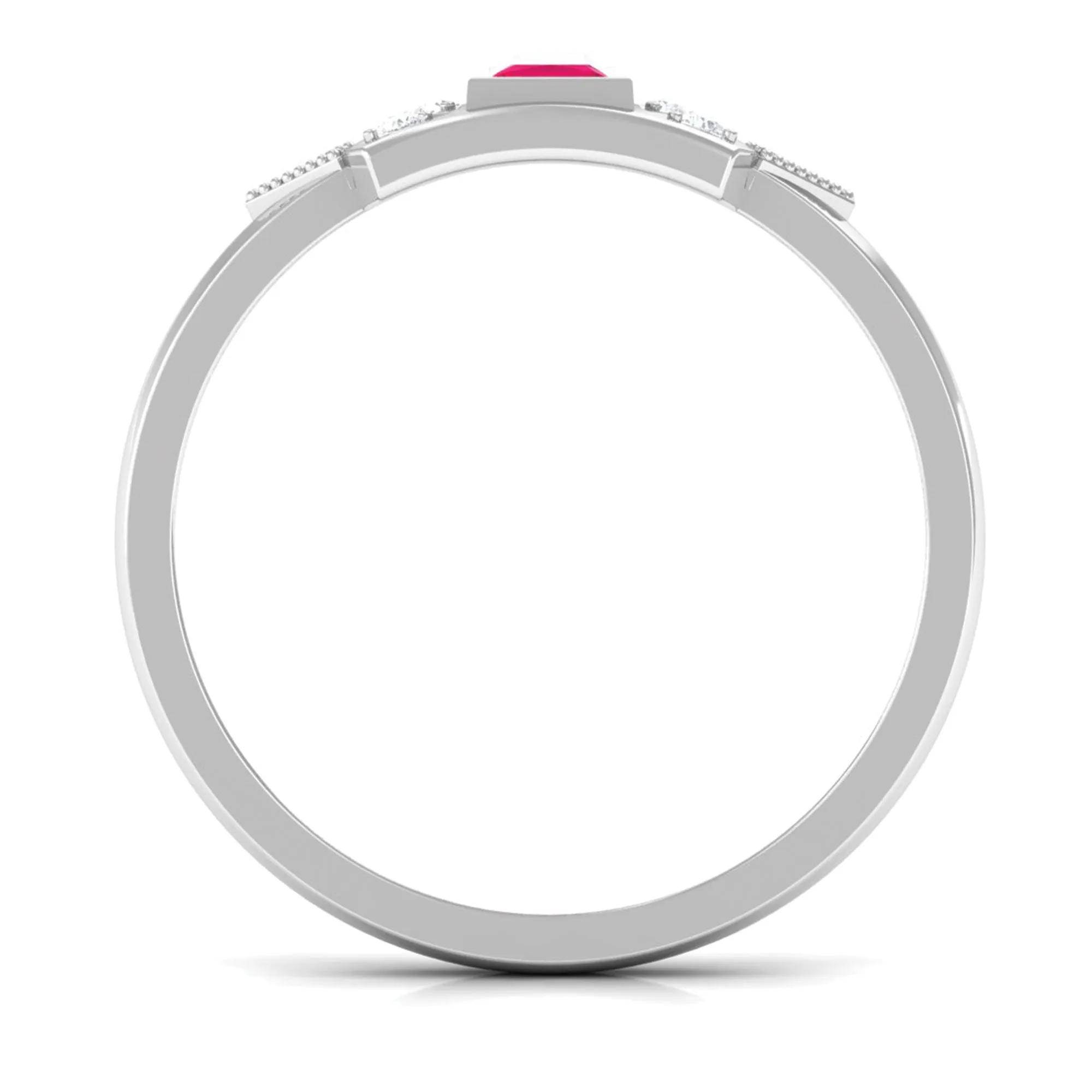 Bezel Set Ruby Anniversary Band with Diamond