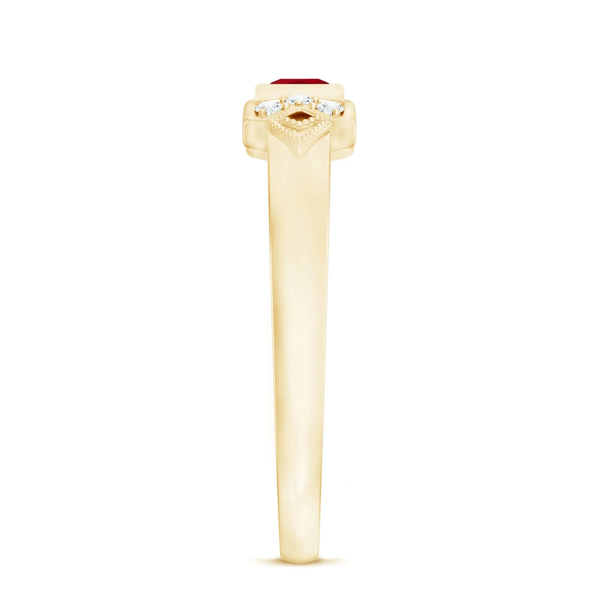 Bezel Set Ruby Anniversary Band with Diamond