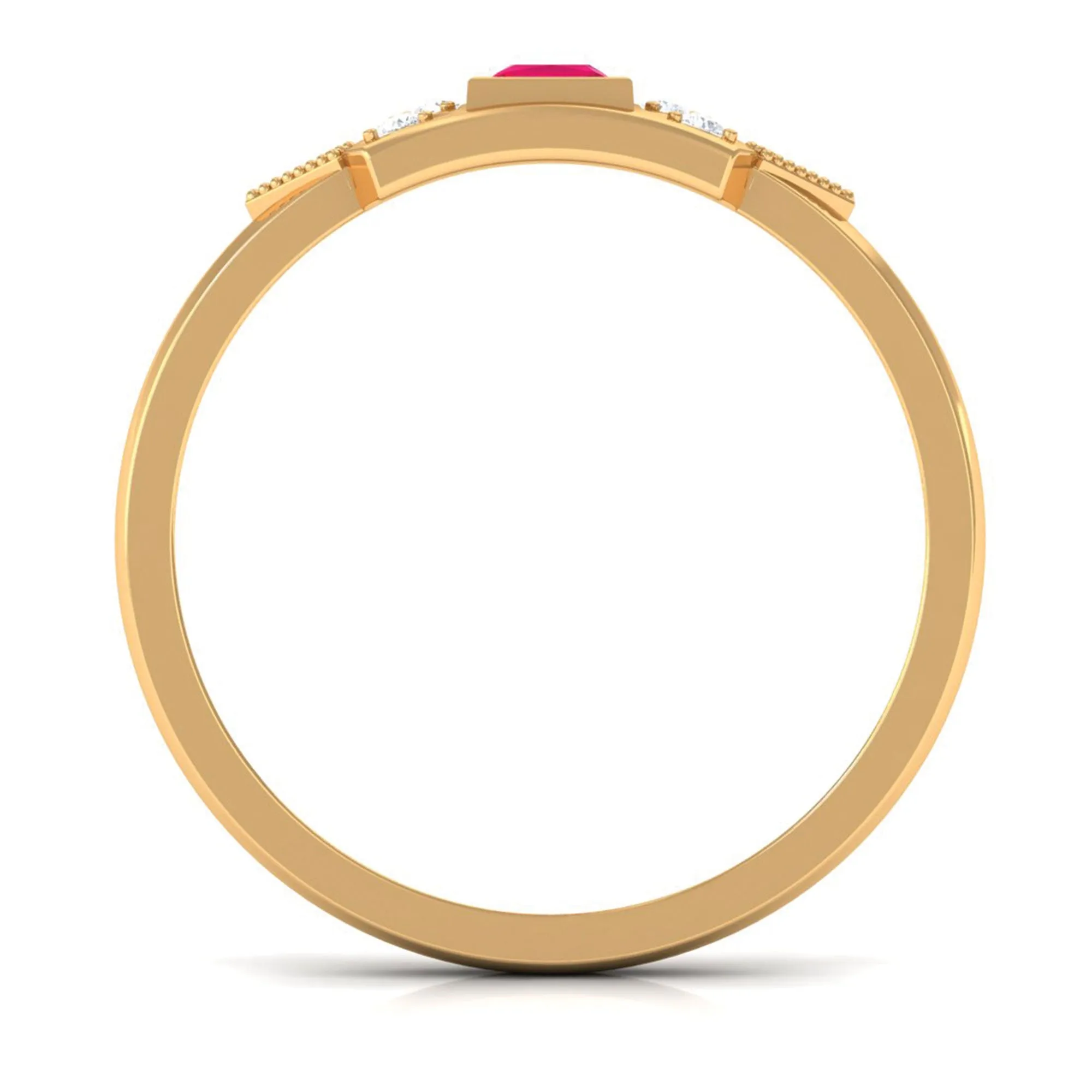 Bezel Set Ruby Anniversary Band with Diamond