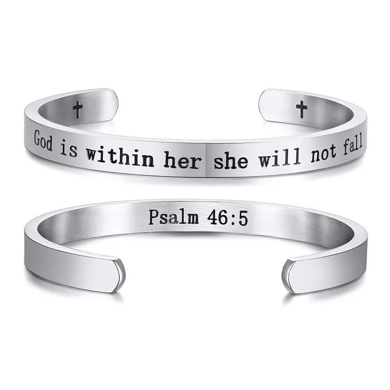 Bible Verse Bracelet <br> God Is Within Her (Cuff)