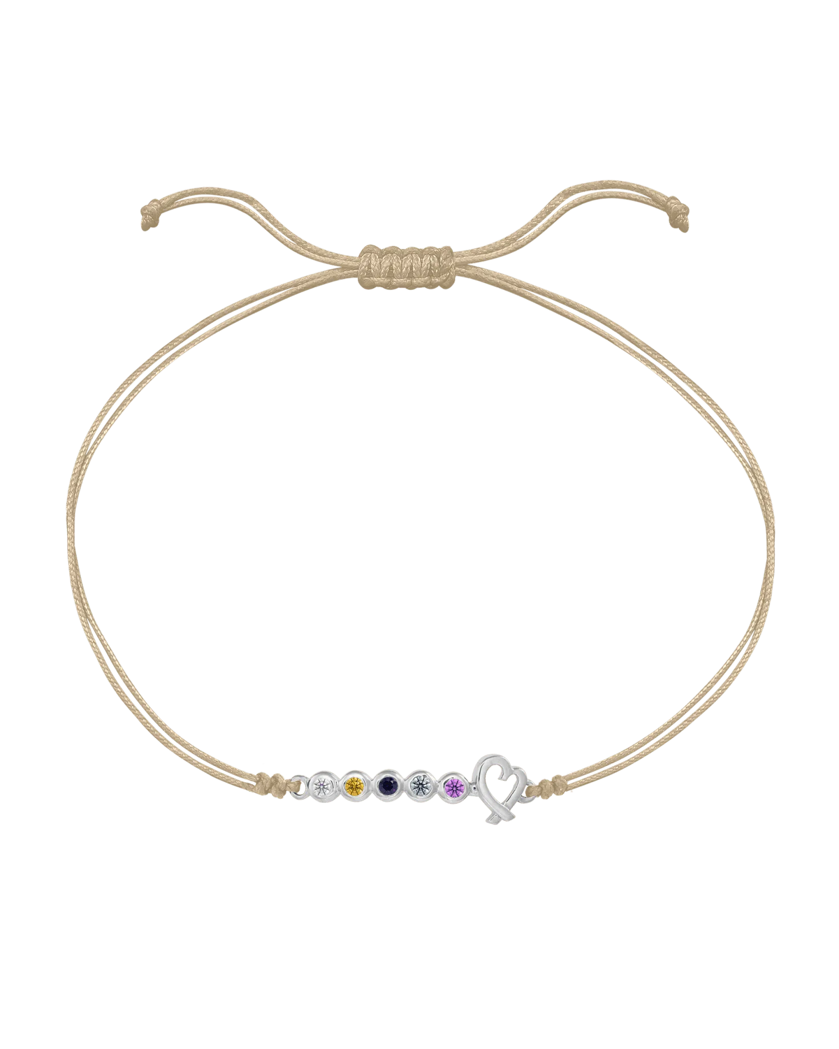 Birthstone Bar Heart Bracelet - 14K White Gold