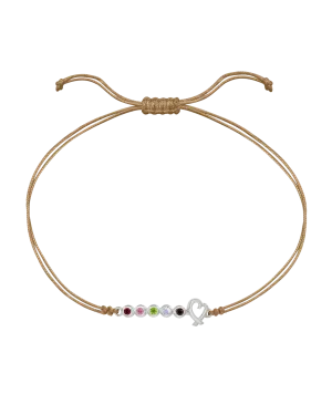 Birthstone Bar Heart Bracelet - 14K White Gold