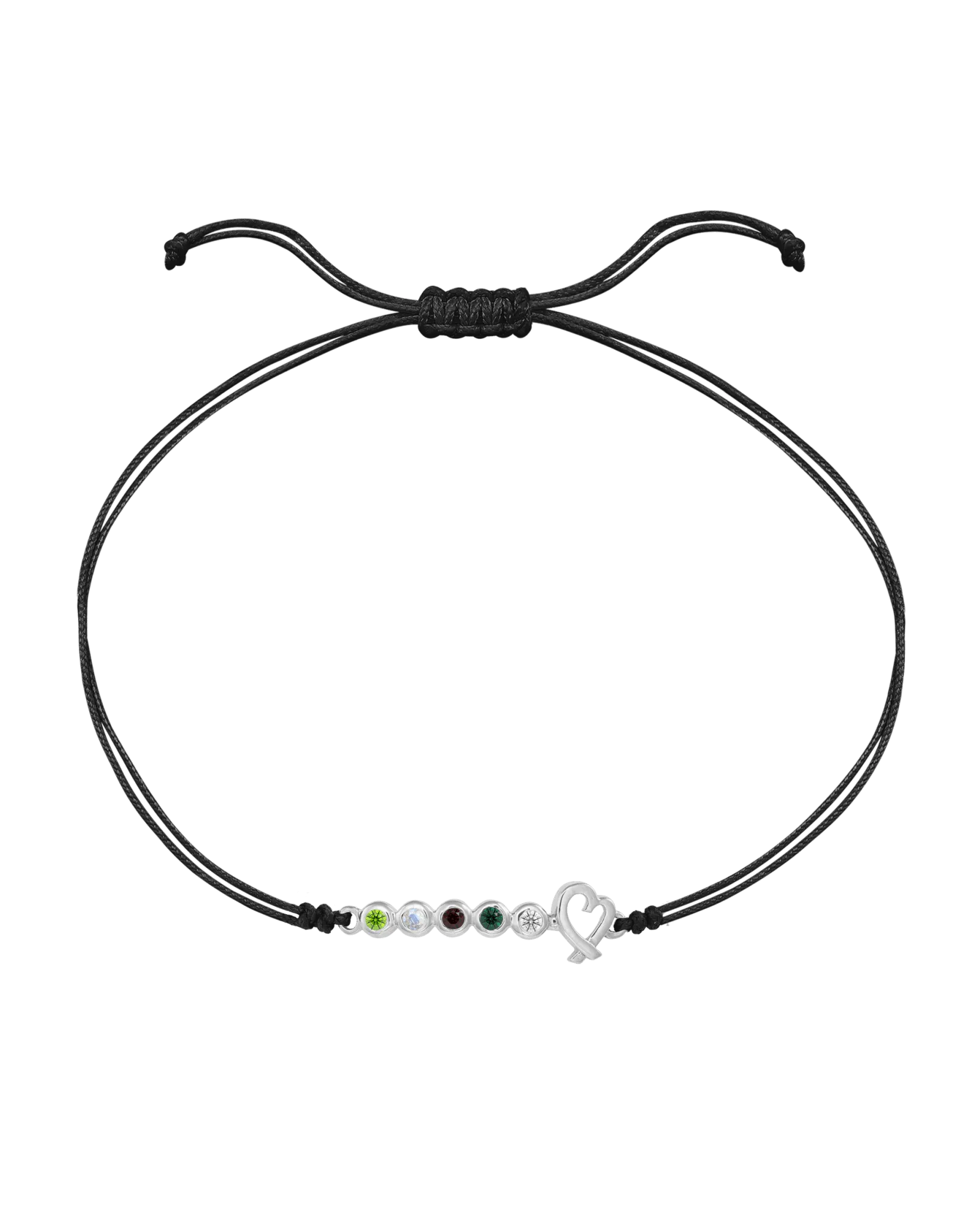 Birthstone Bar Heart Bracelet - 14K White Gold