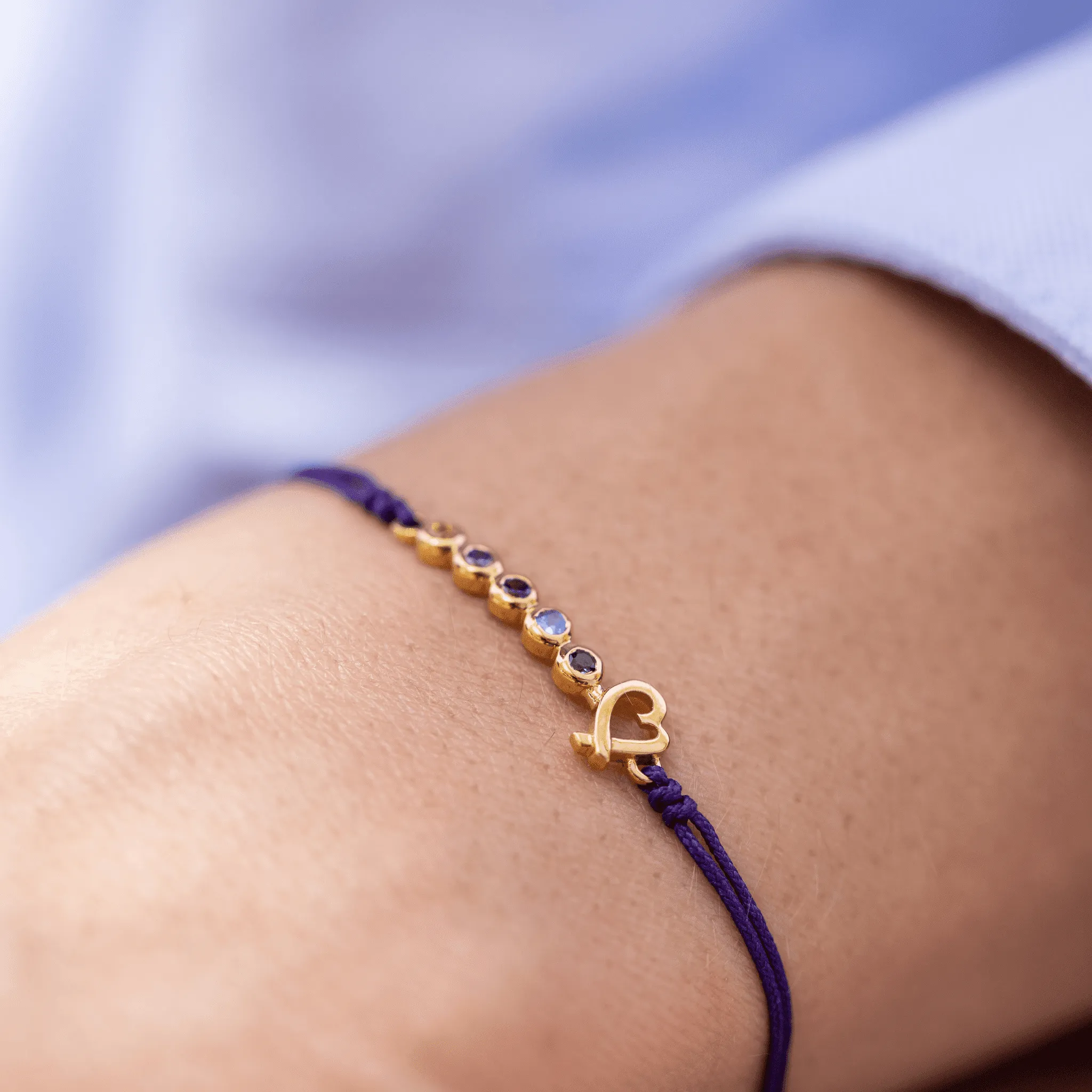 Birthstone Bar Heart Bracelet - 14K White Gold