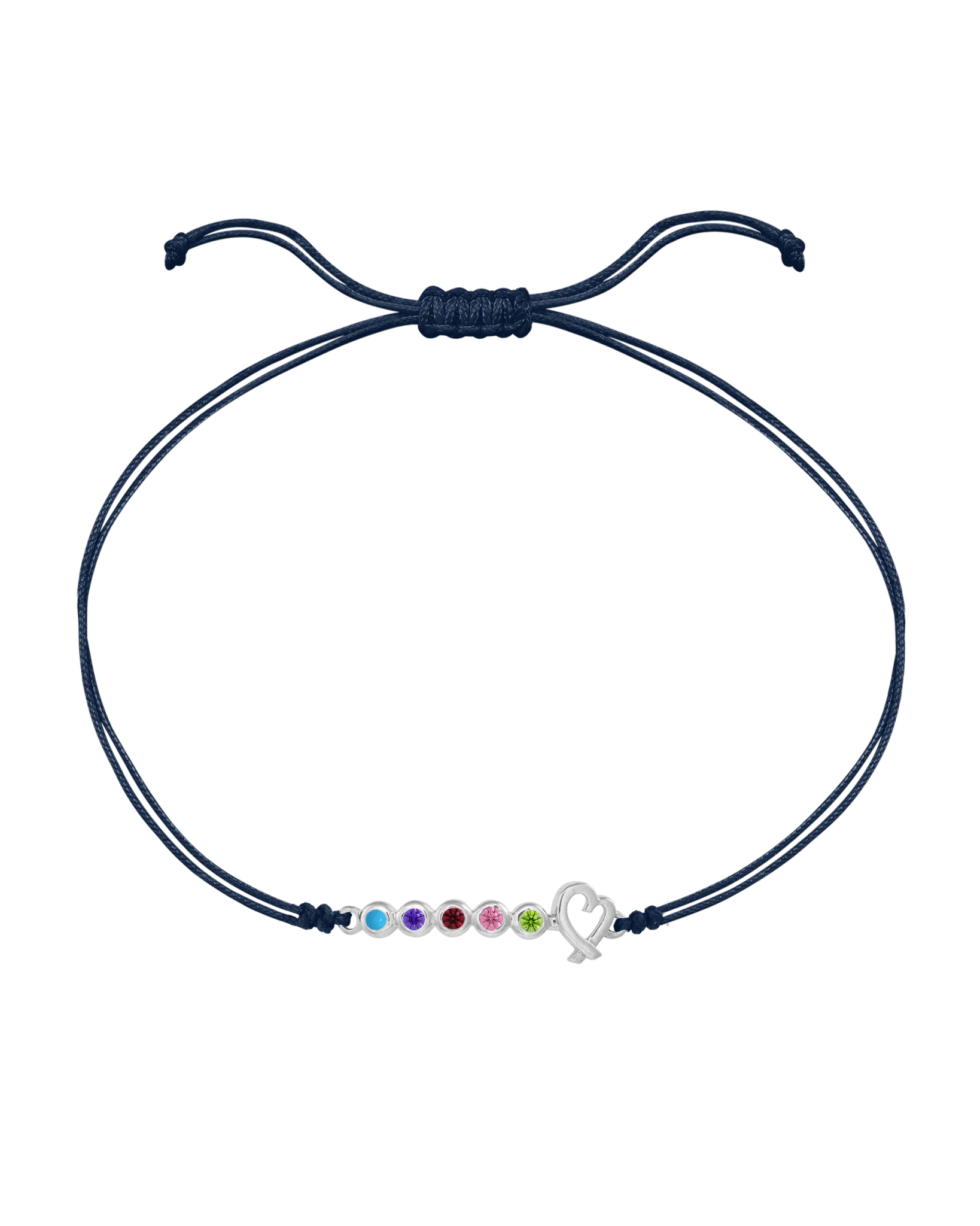 Birthstone Bar Heart Bracelet - 14K White Gold