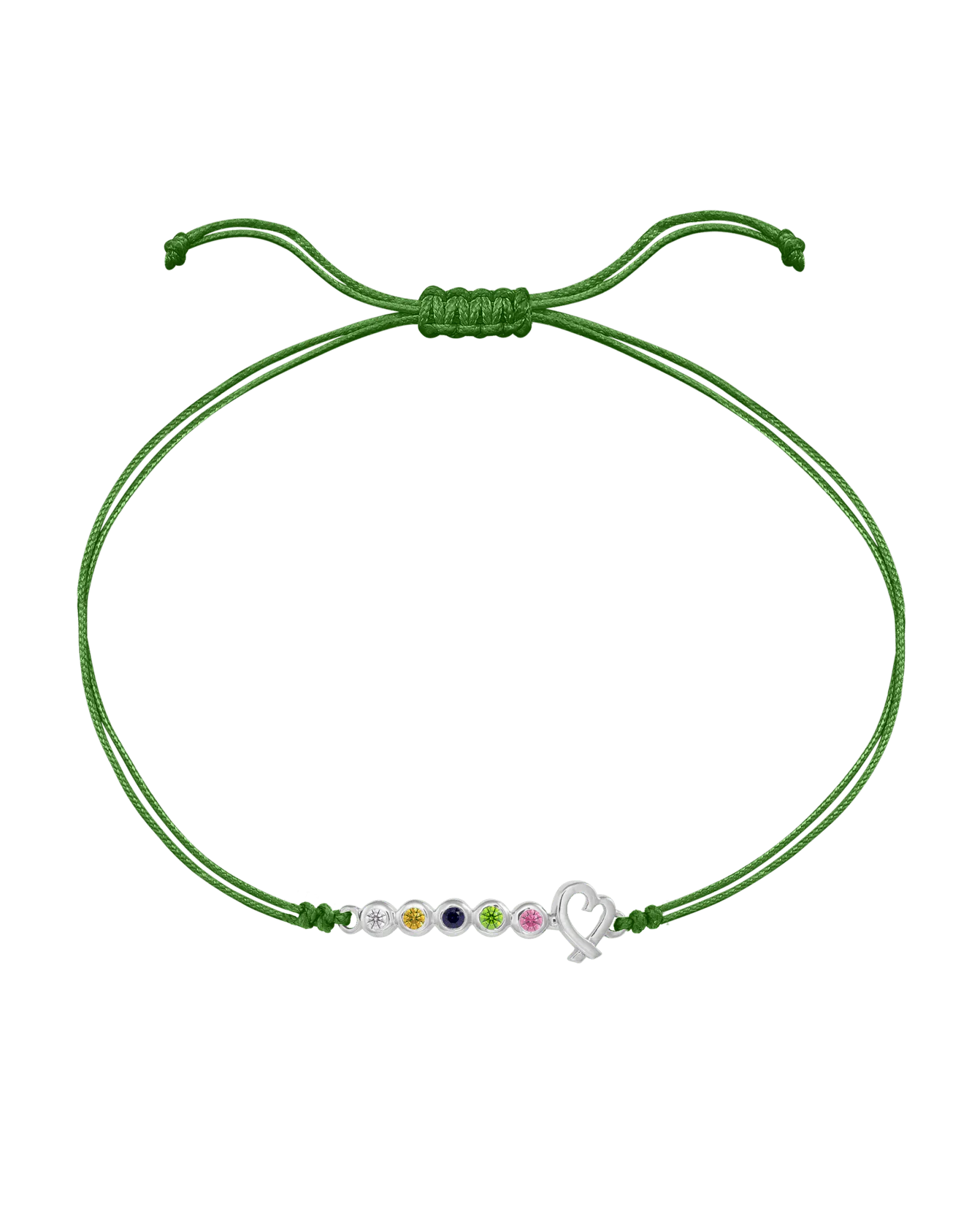 Birthstone Bar Heart Bracelet - 14K White Gold