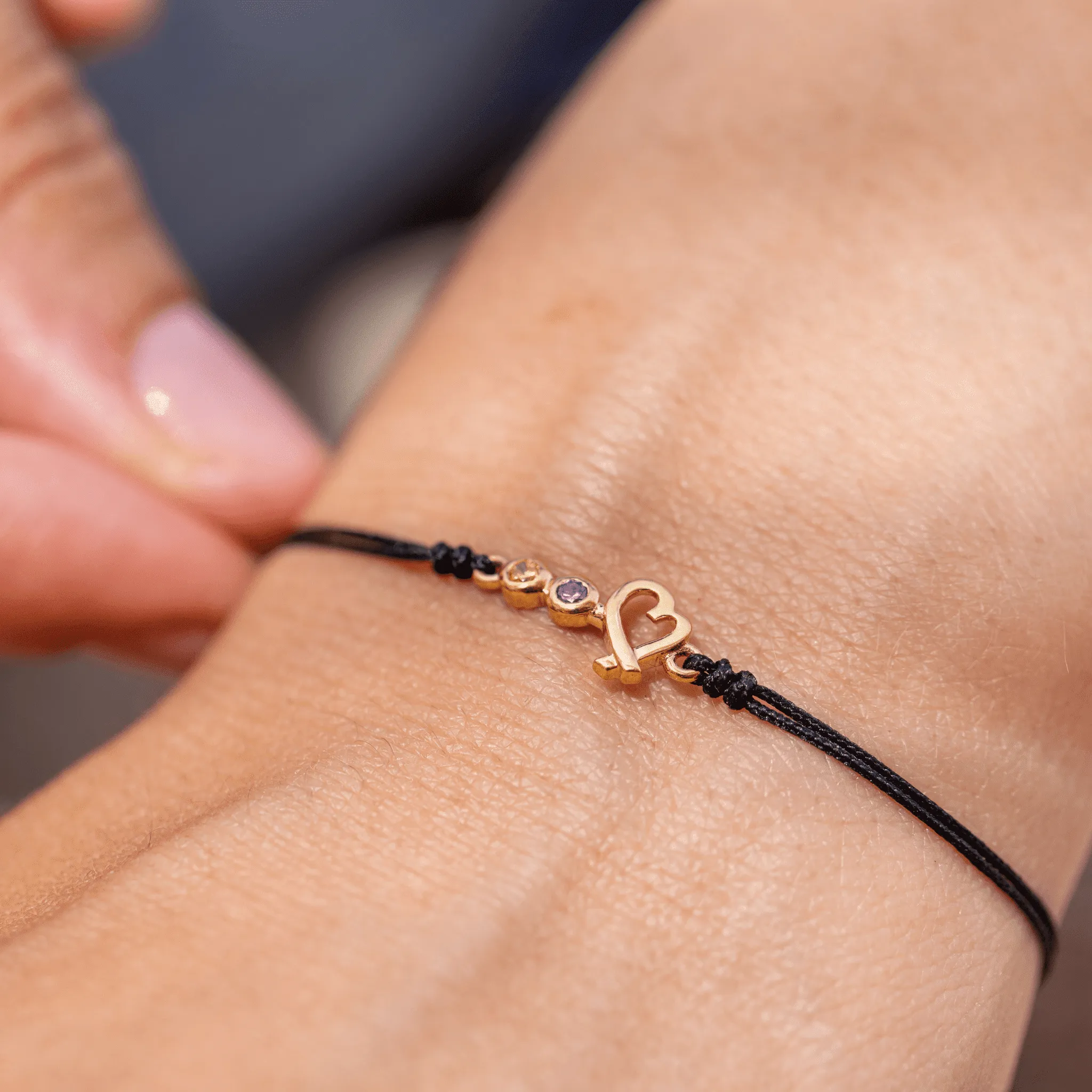 Birthstone Bar Heart Bracelet - 14K White Gold
