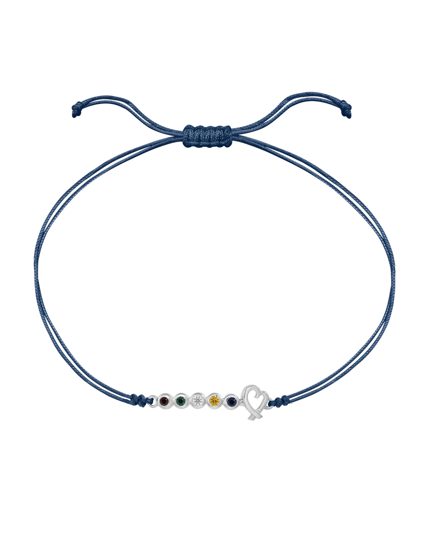 Birthstone Bar Heart Bracelet - 14K White Gold